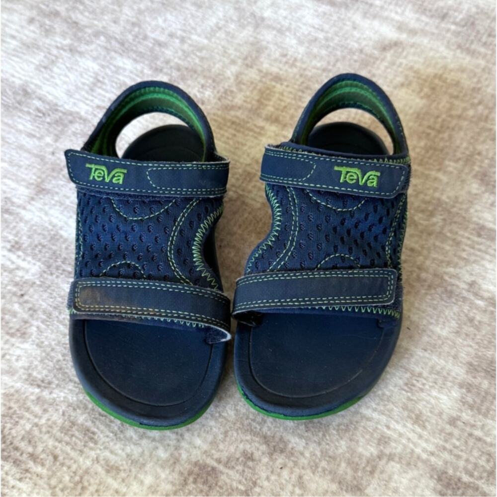 Teva Toddler Little Boy Kids Navy & Green Adjustable Sport Water Sandals Size 10